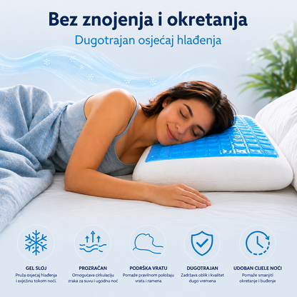 Jastuk od memorijske pjene sa plavim gelom za hlađenje, Bijeli