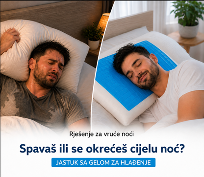Jastuk od memorijske pjene sa plavim gelom za hlađenje, Bijeli