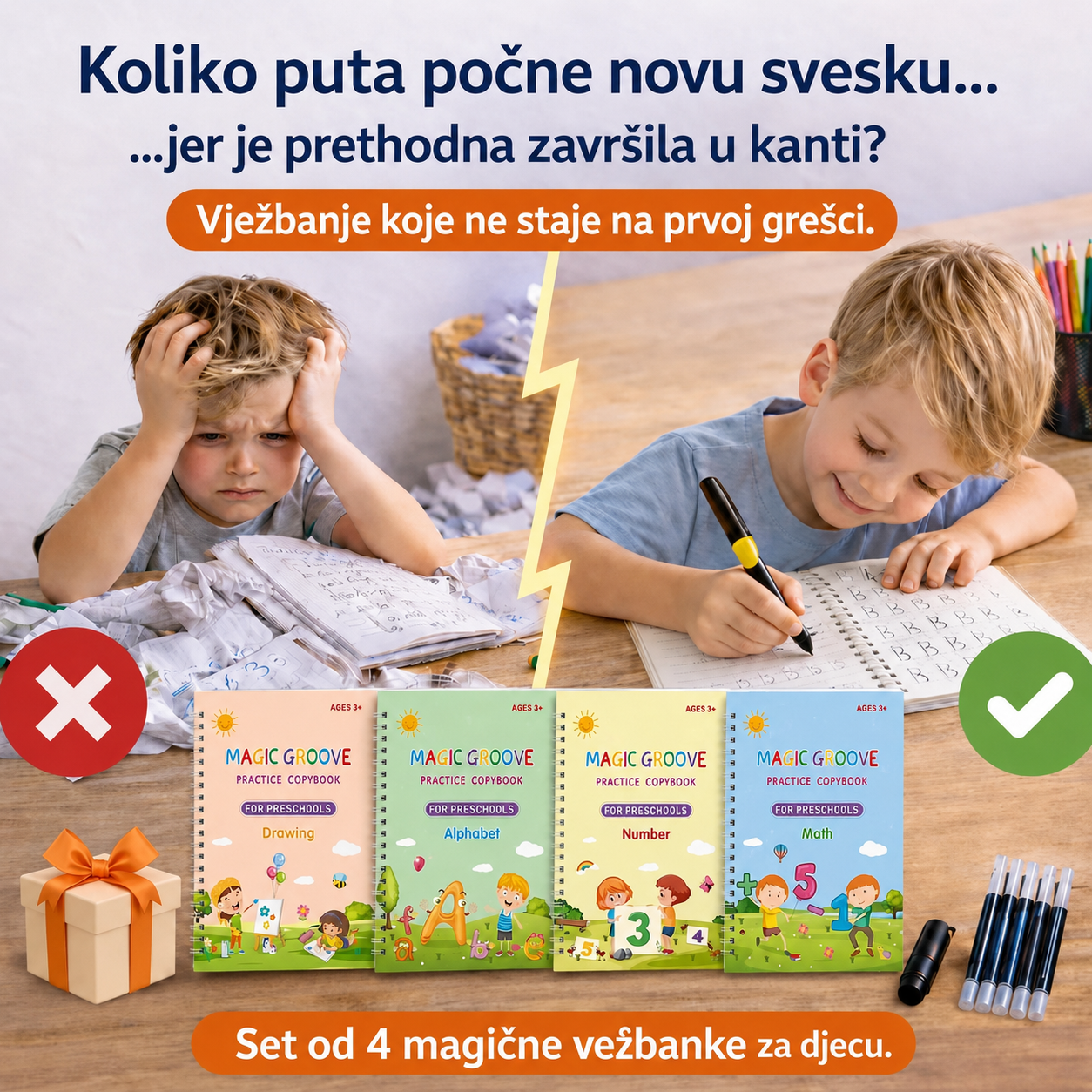 Magične vježbanke, Set od 4 magične vježbanke za djecu