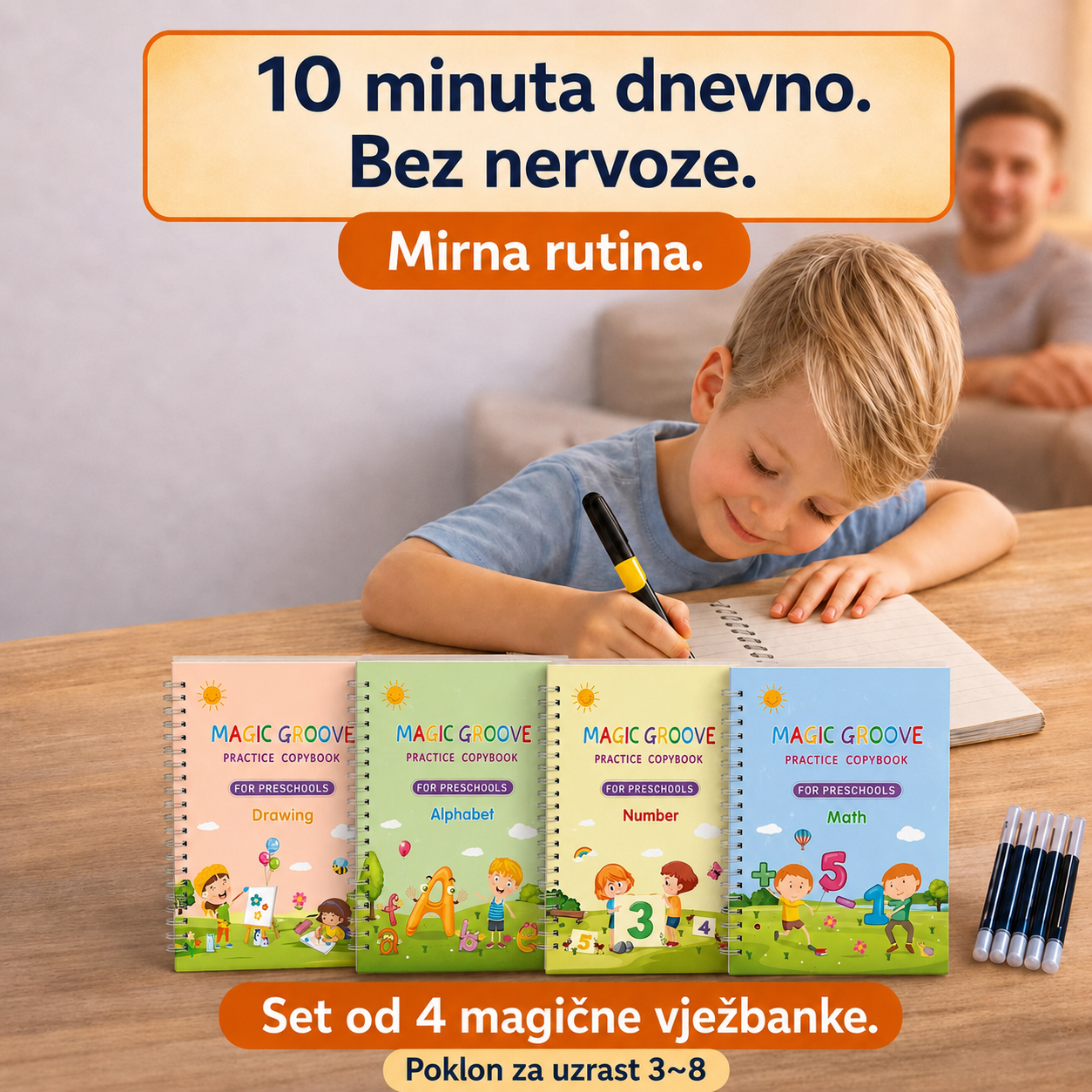 Magične vježbanke, Set od 4 magične vježbanke za djecu