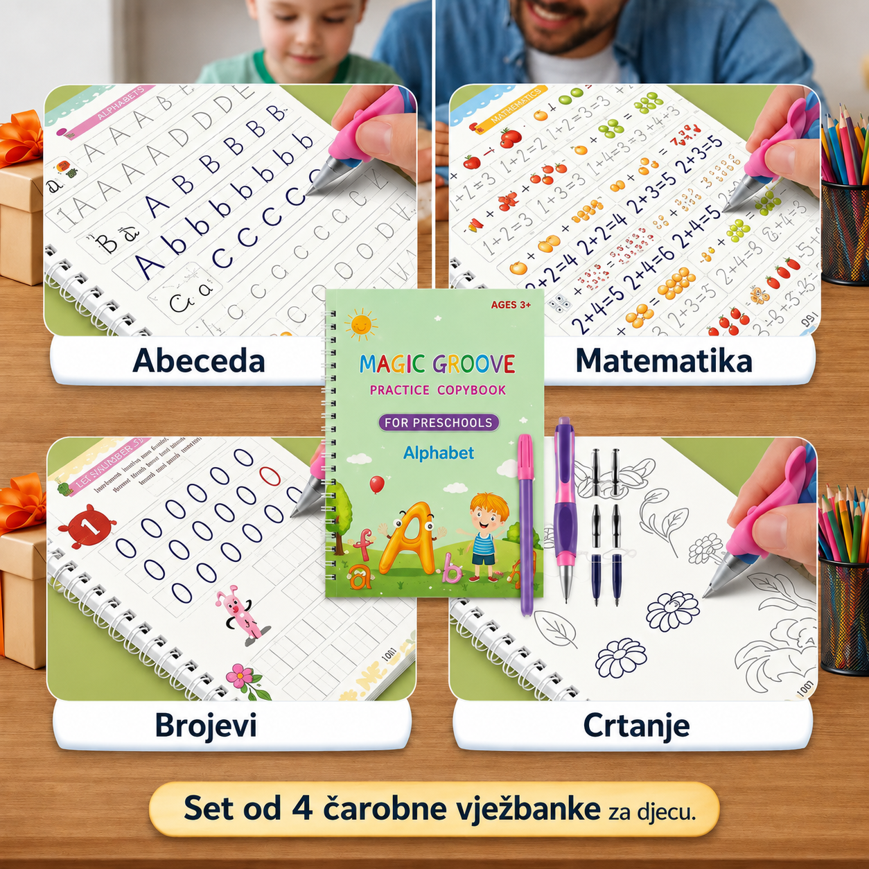 Magične vježbanke, Set od 4 magične vježbanke za djecu
