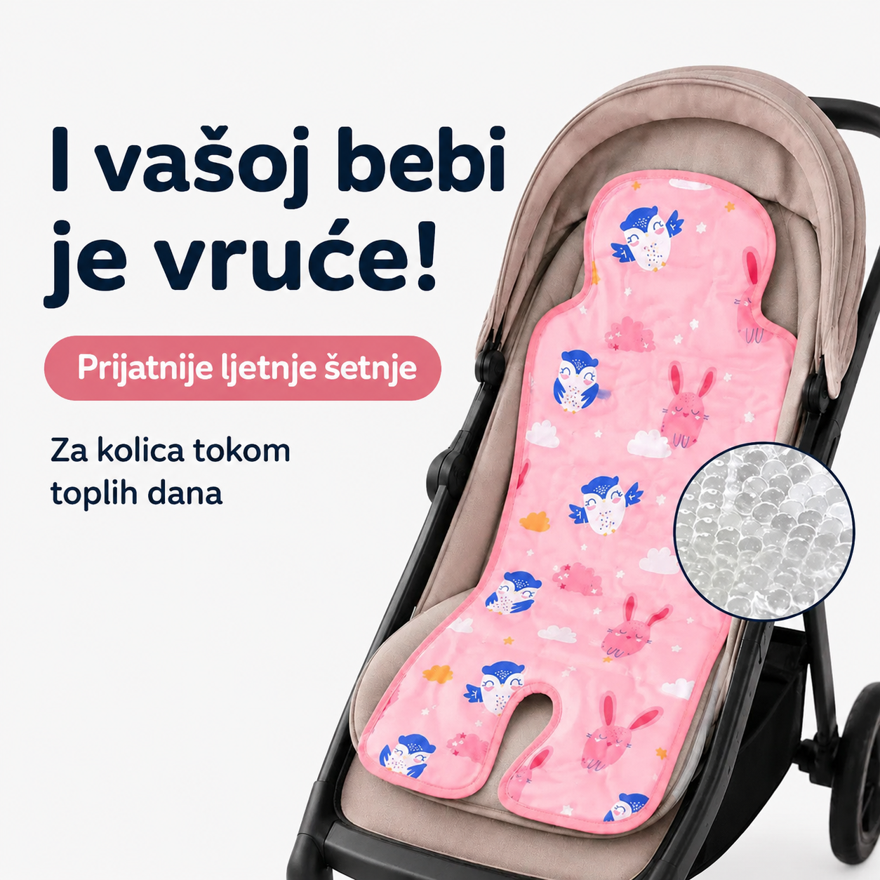 Ljetna gel rashladna podloga za kolica i autosjedalicu, rashladna podloga za bebe